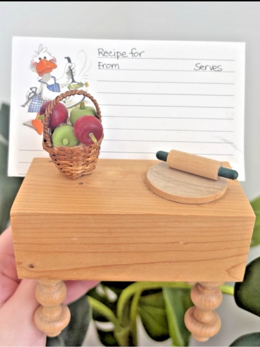 Vintage Family Recipe‎ Card Holder Table Wood Stand Handmade